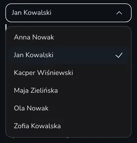 The coach's expanded crew list in the Crews section of the menu
