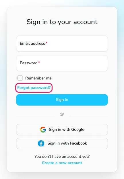 The Sign in to your account form with the Forgot password? link highlighted